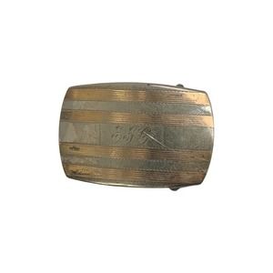 Vintage Sterling Silver & 14k Gold Two Tone Belt Buckle